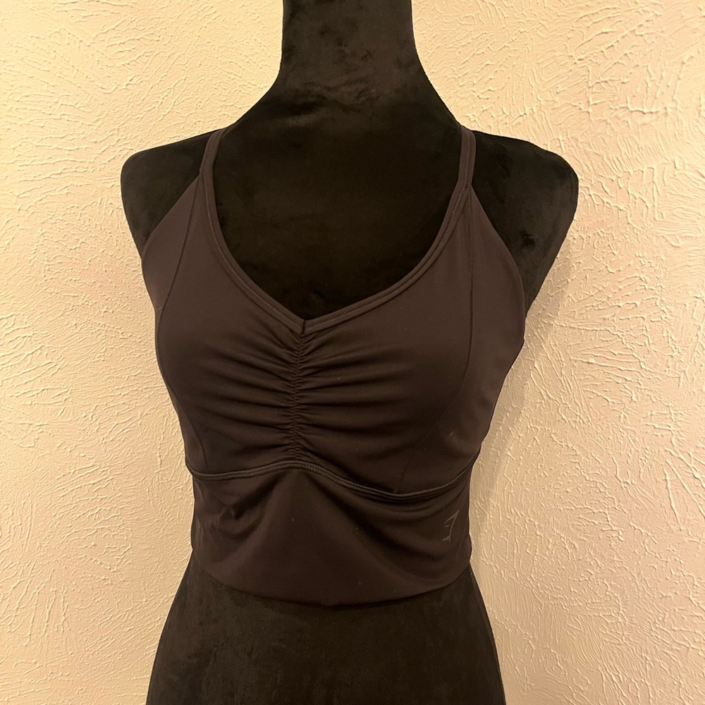 Gym shark Black Ruched Crop Top and matching leggings
